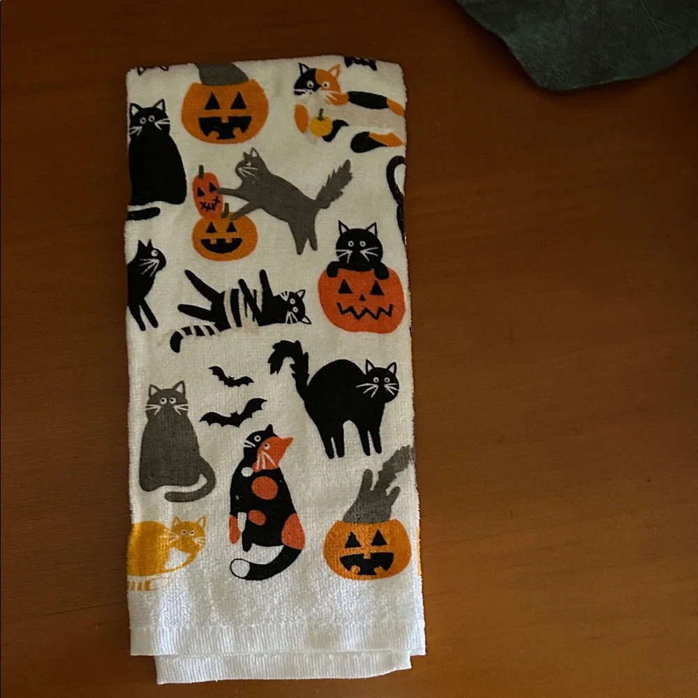 Halloween Cat Print Kitchen Towel